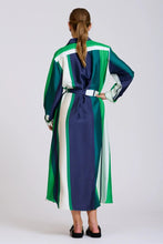 Load image into Gallery viewer, Luxe Luna Long Line Oversized Shirt Dress in Green Stripe by Shirty
