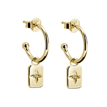Load image into Gallery viewer, Rectangle Earrings with White Topaz in Gold by Murkani
