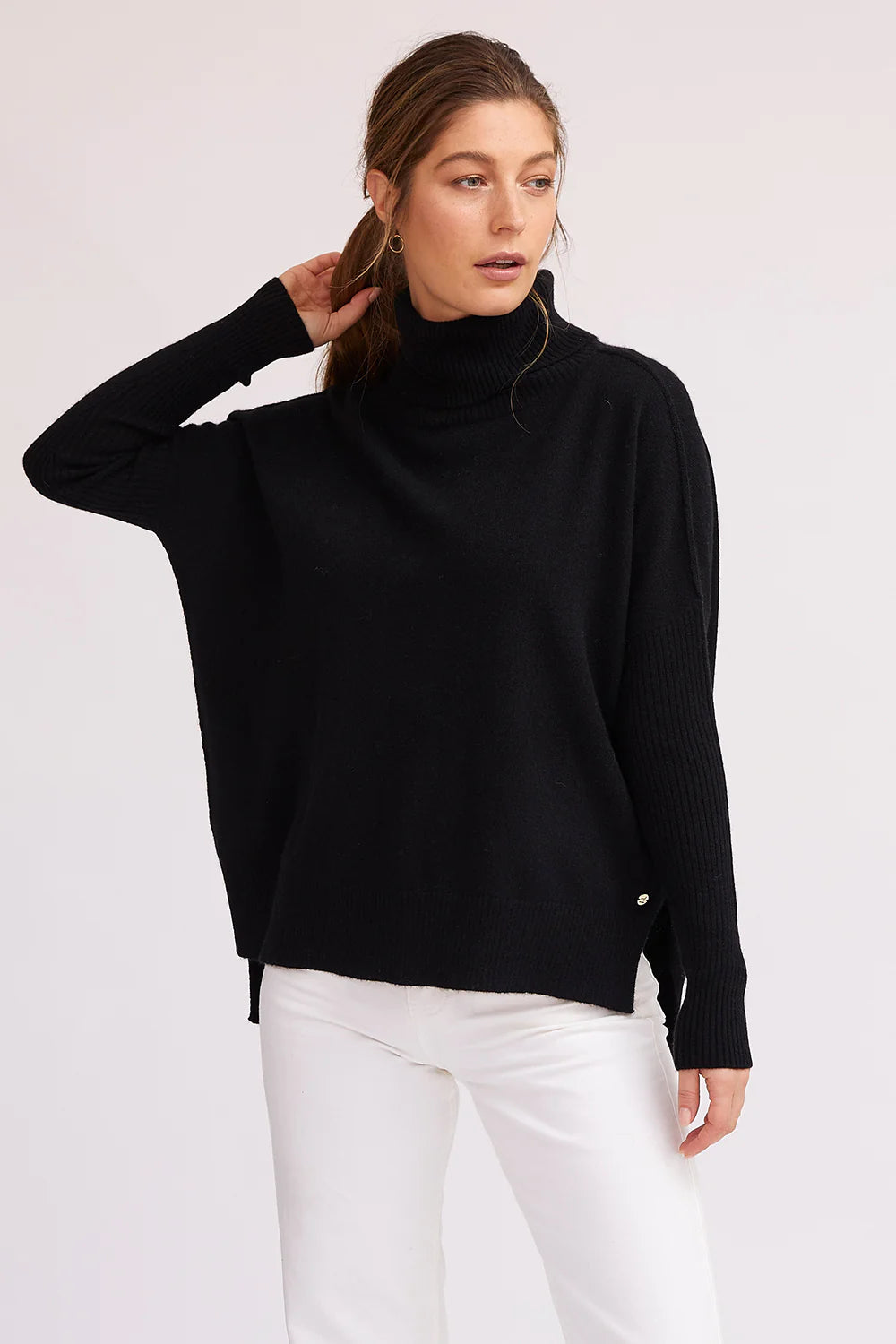 Gigi Step Rollneck in Jet Black by Mia Fratino