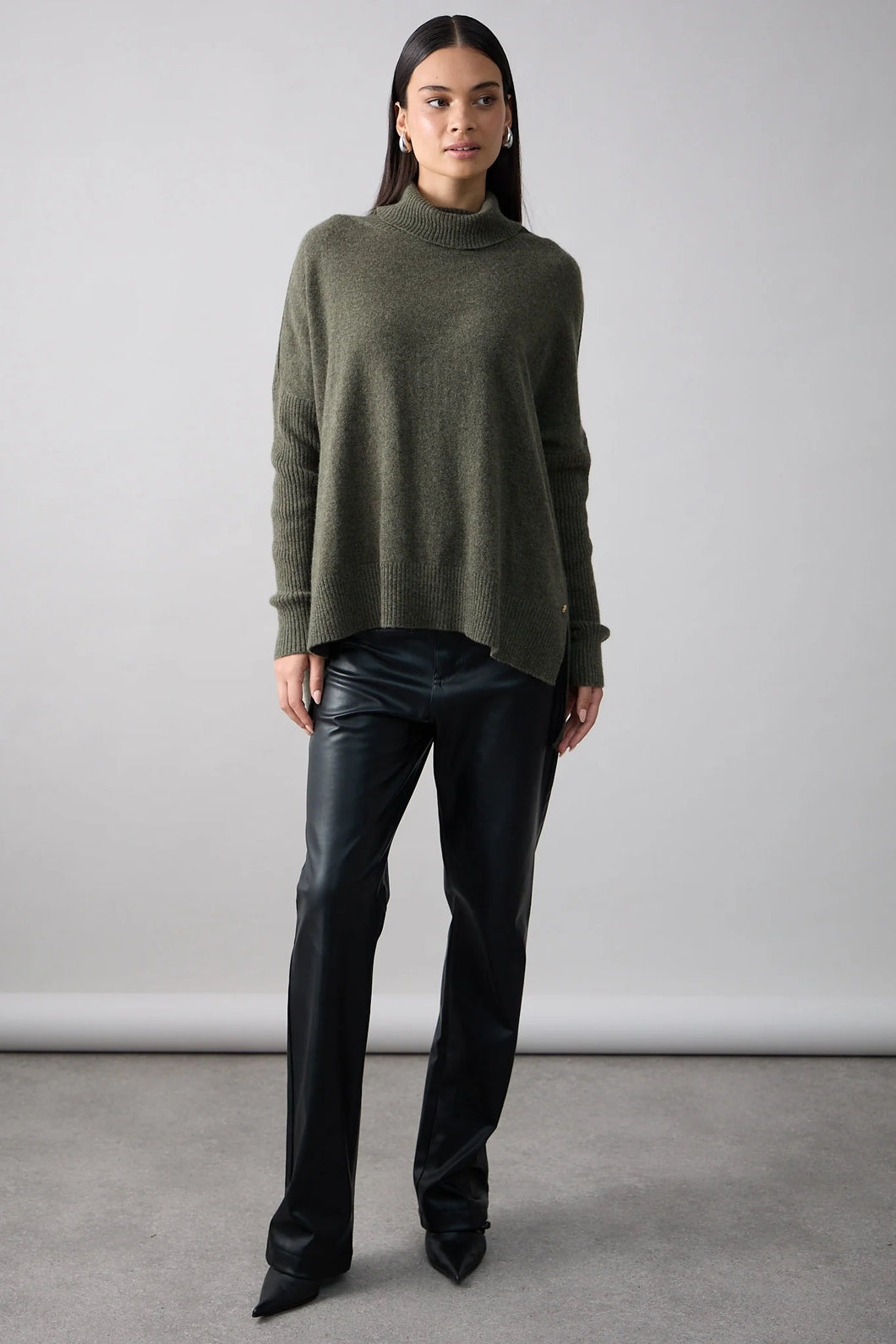 Gigi Step Rollneck in Military by Mia Fratino