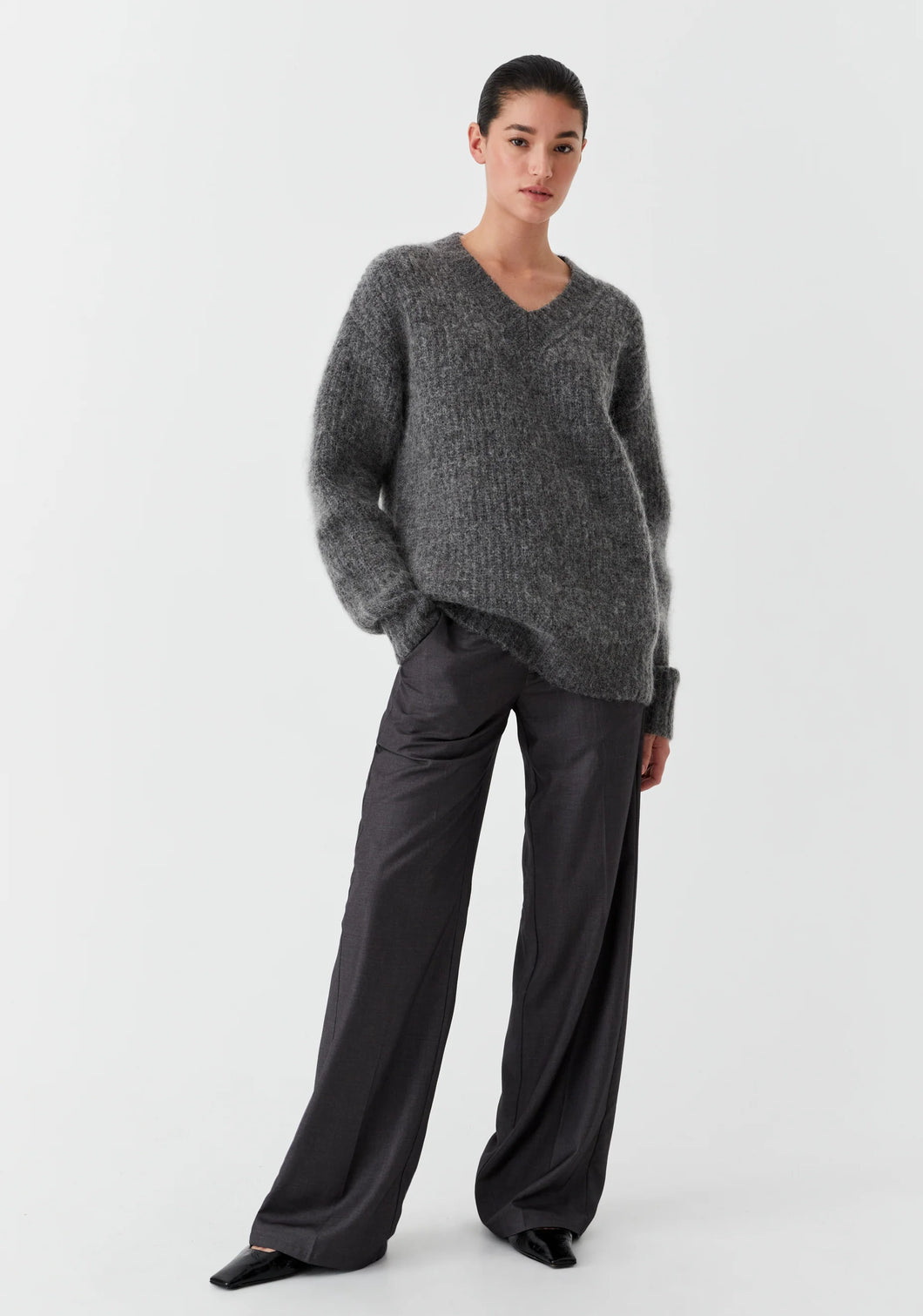 Silas Knit Pullover in Charcoal by Morrison