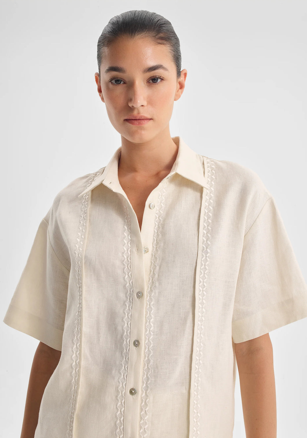 Maisey Linen Short Sleeve Shirt in Ecru by Morrison