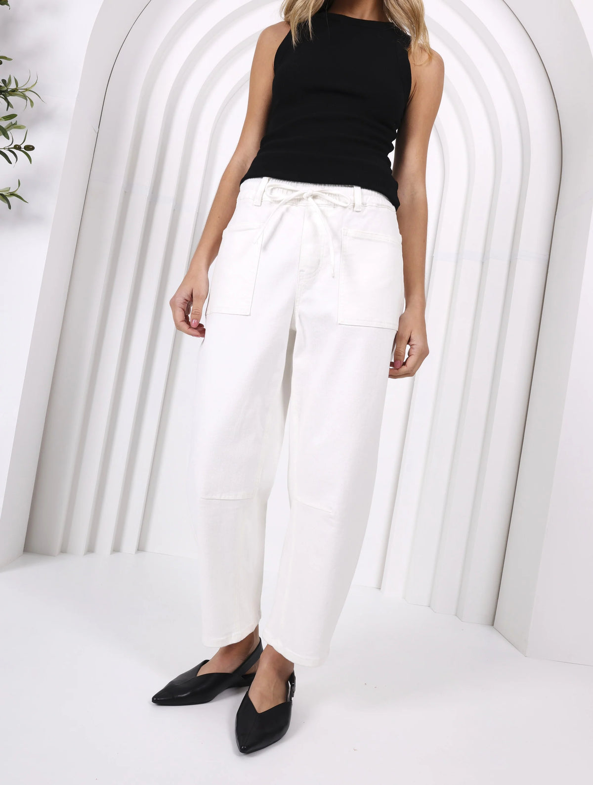 Leo Barrel Jean in White by Monaco Jeans