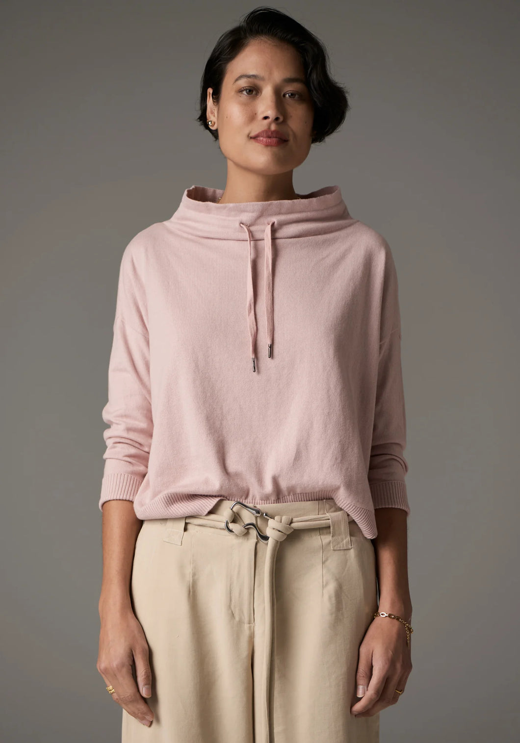 Beech Drawcord Knit in Pink by Pol