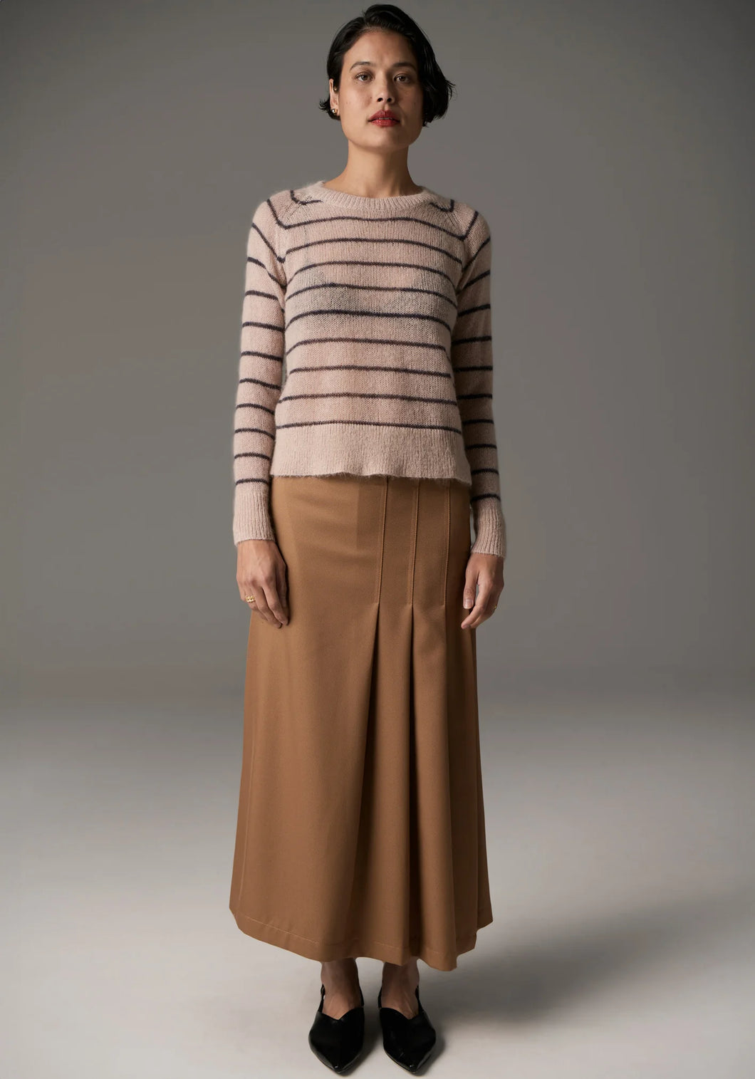 Maia Stripe Knit in Blush/Charcoal by POL