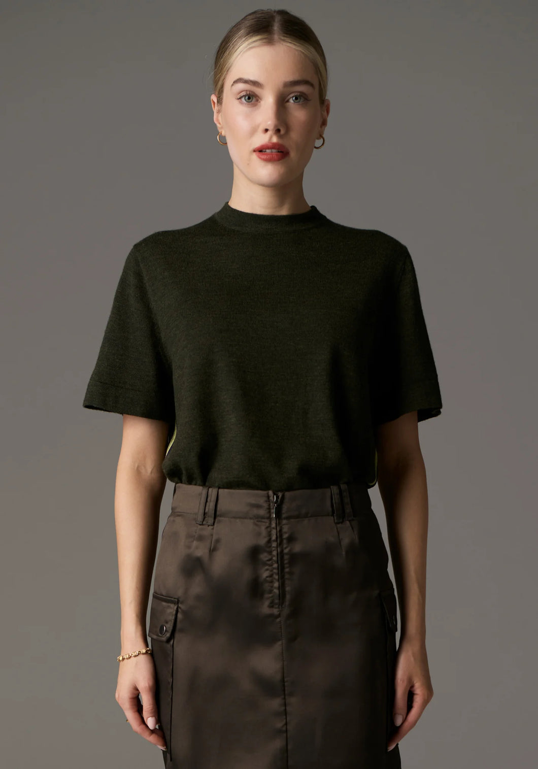 Bennet Knit Tee in Khaki by Pol