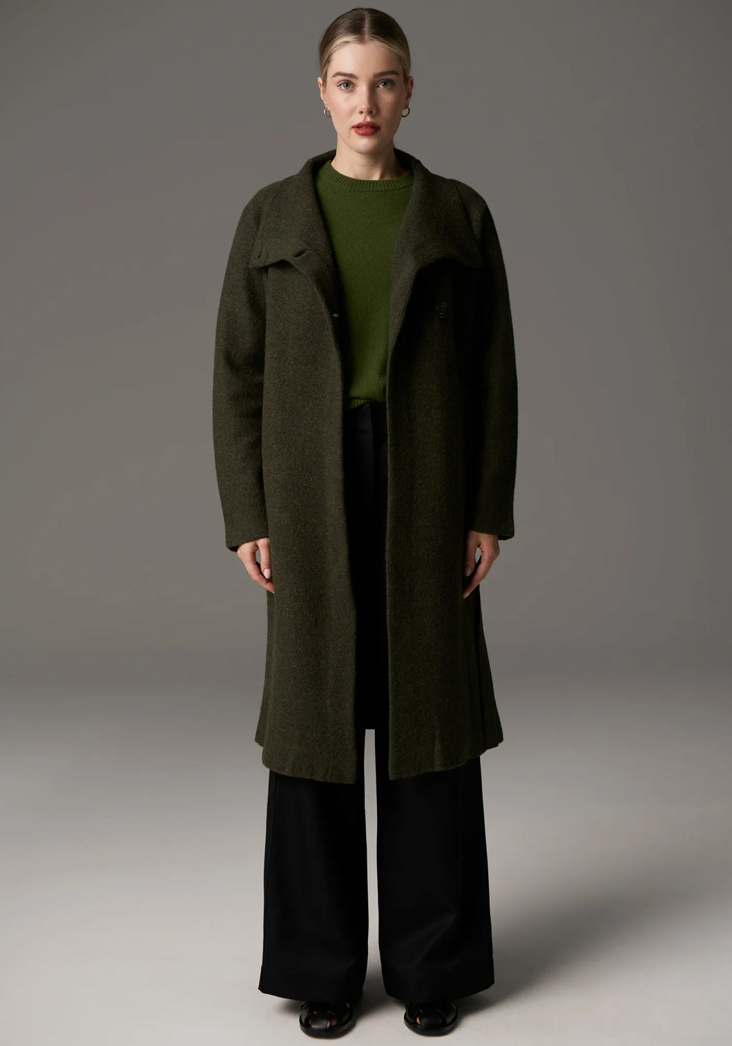 Ruben Boiled Merino Draped Coat by Pol