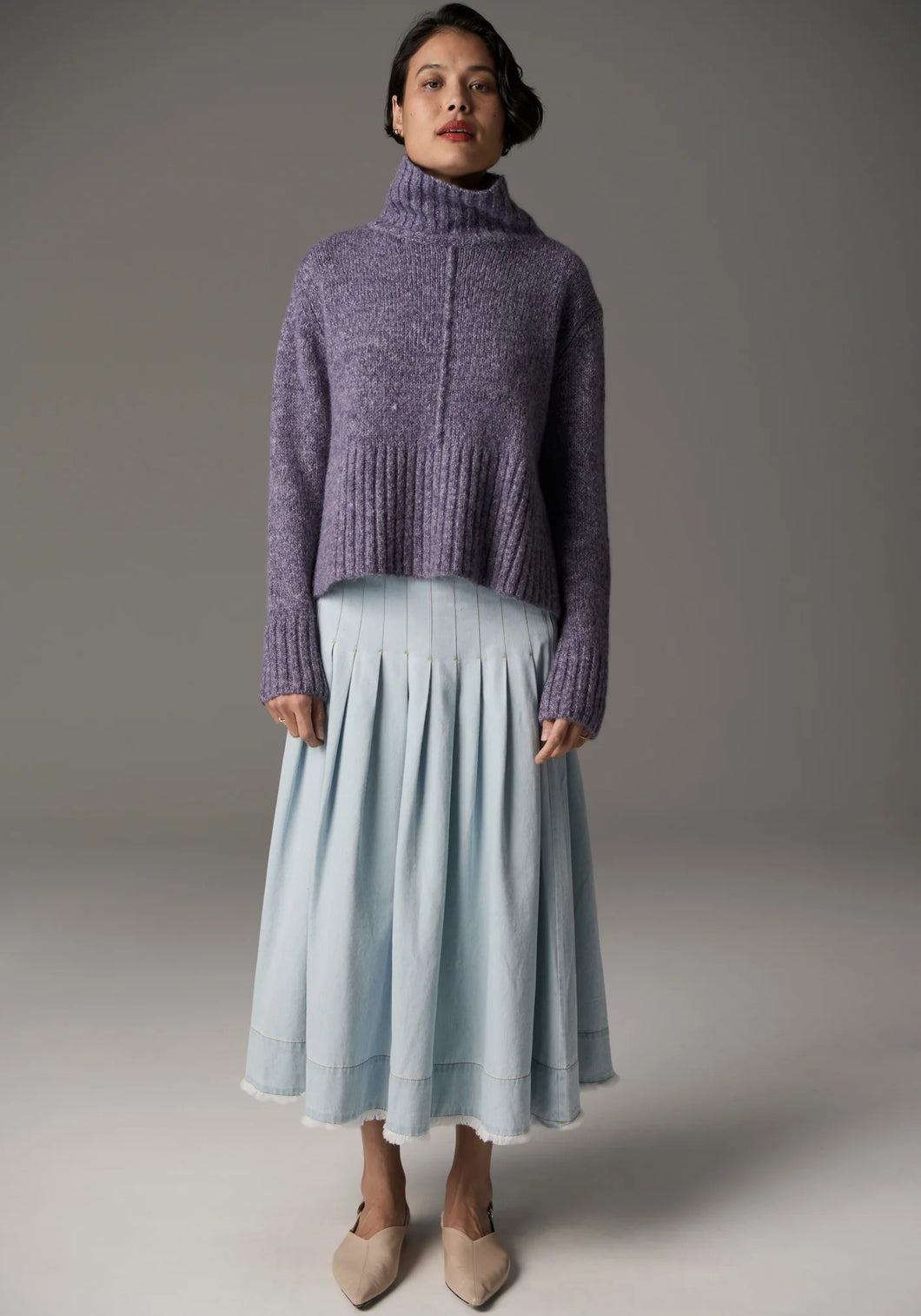 Grove Turtleneck Knit in Denim by Pol