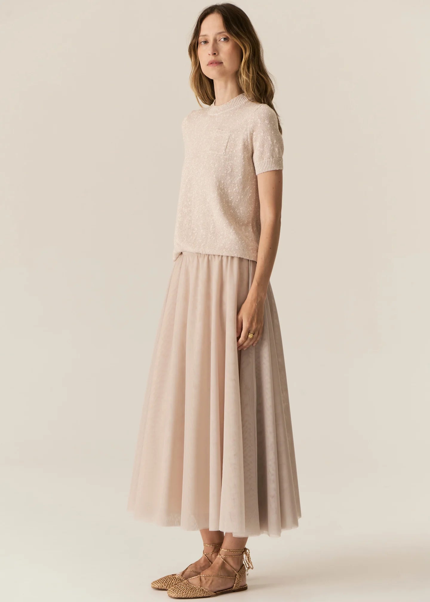 Pax Lurex Tee in Pink by POL