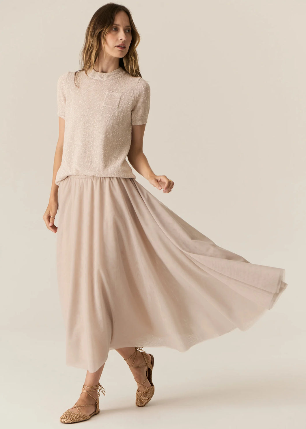 Posay Tulle Skirt in Pebble by POL