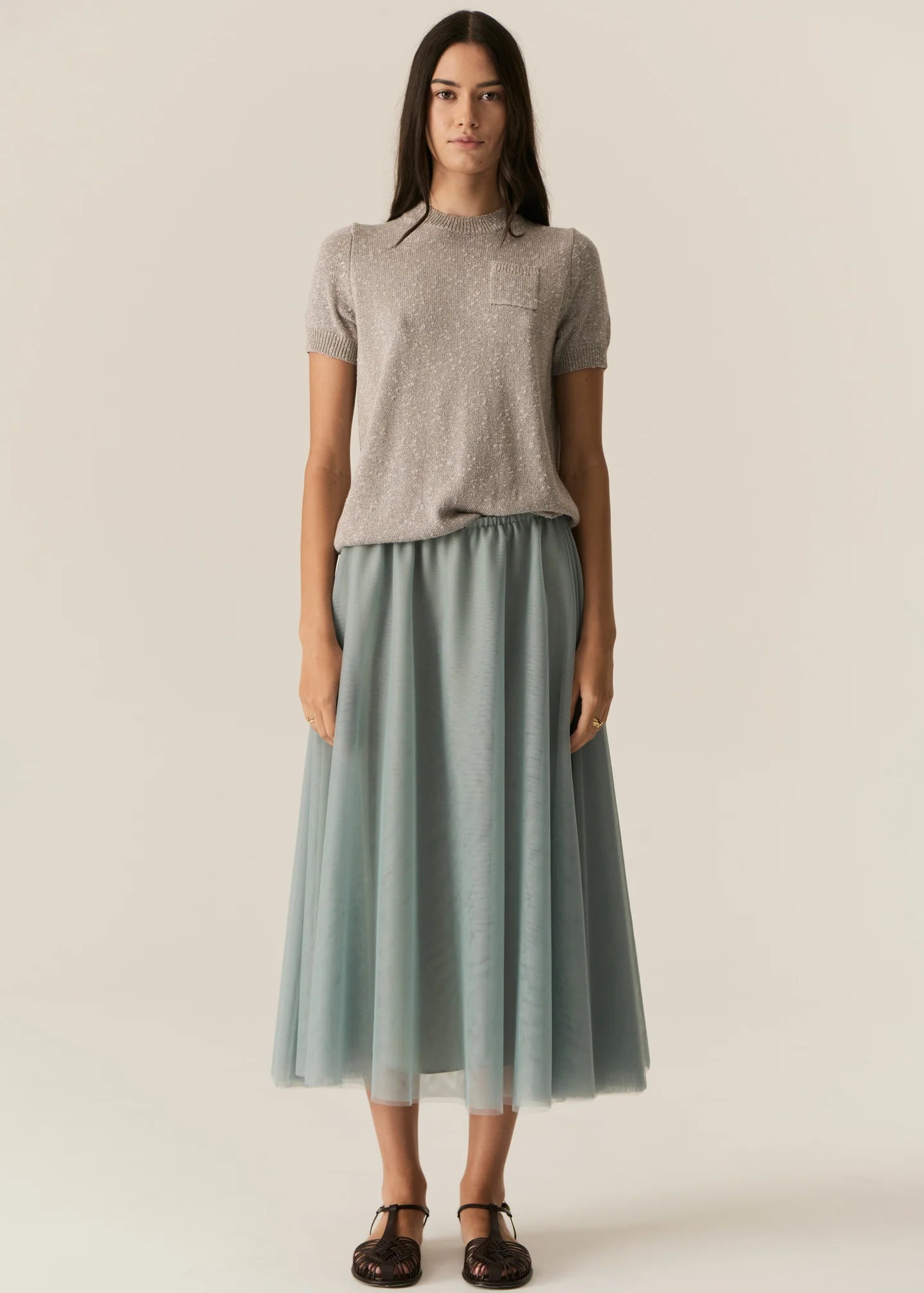 Pax Lurex Tee in Stone by POL