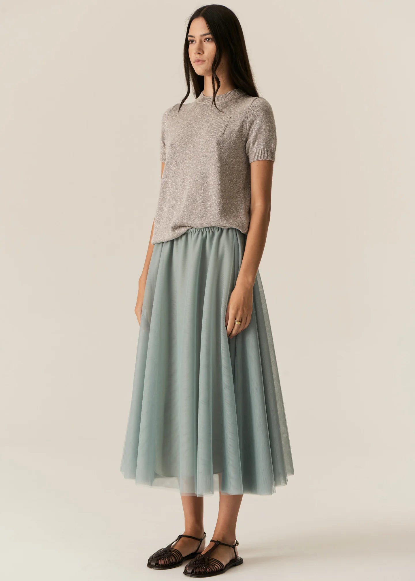Pax Lurex Tee in Stone by POL