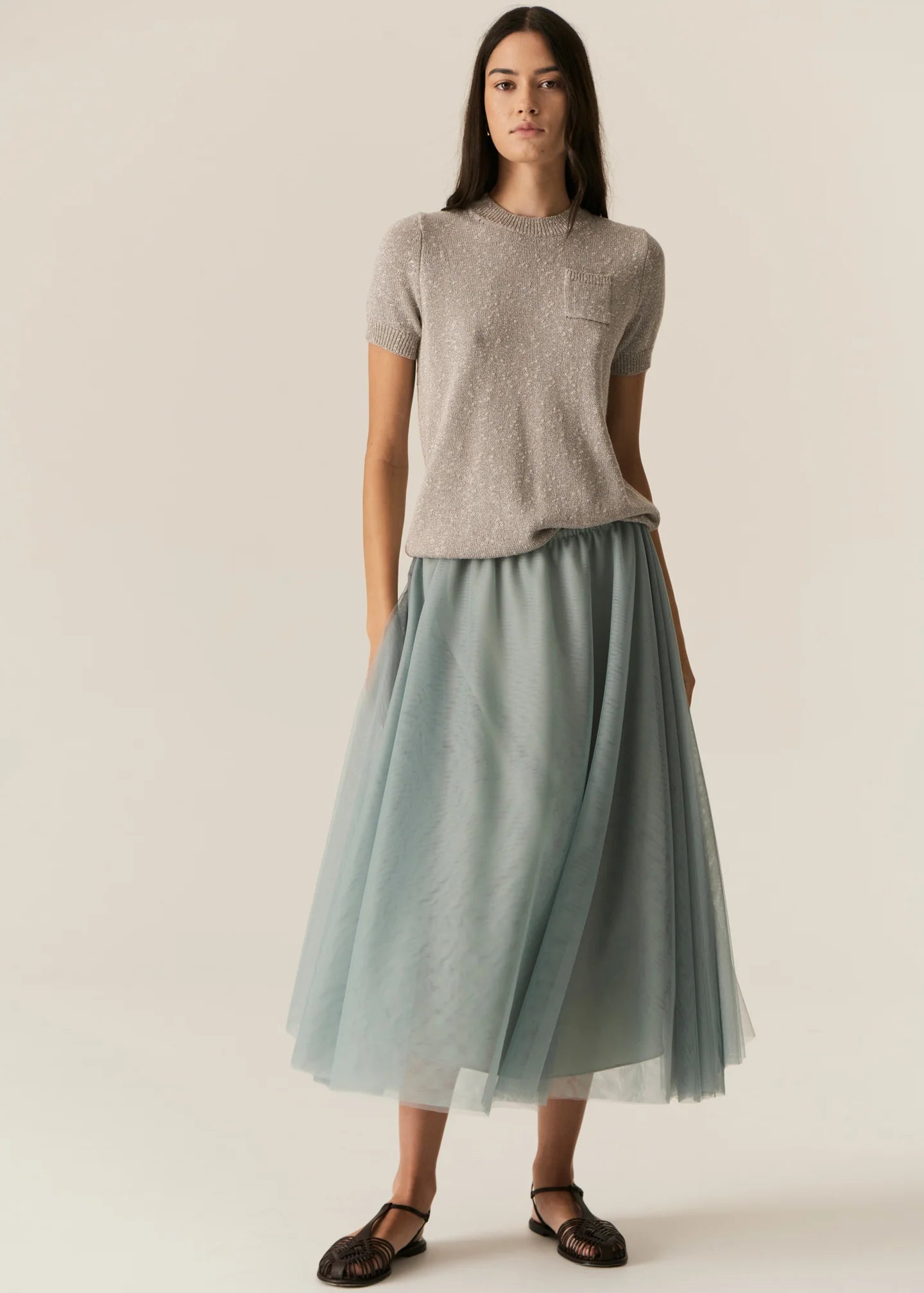 Pax Lurex Tee in Stone by POL