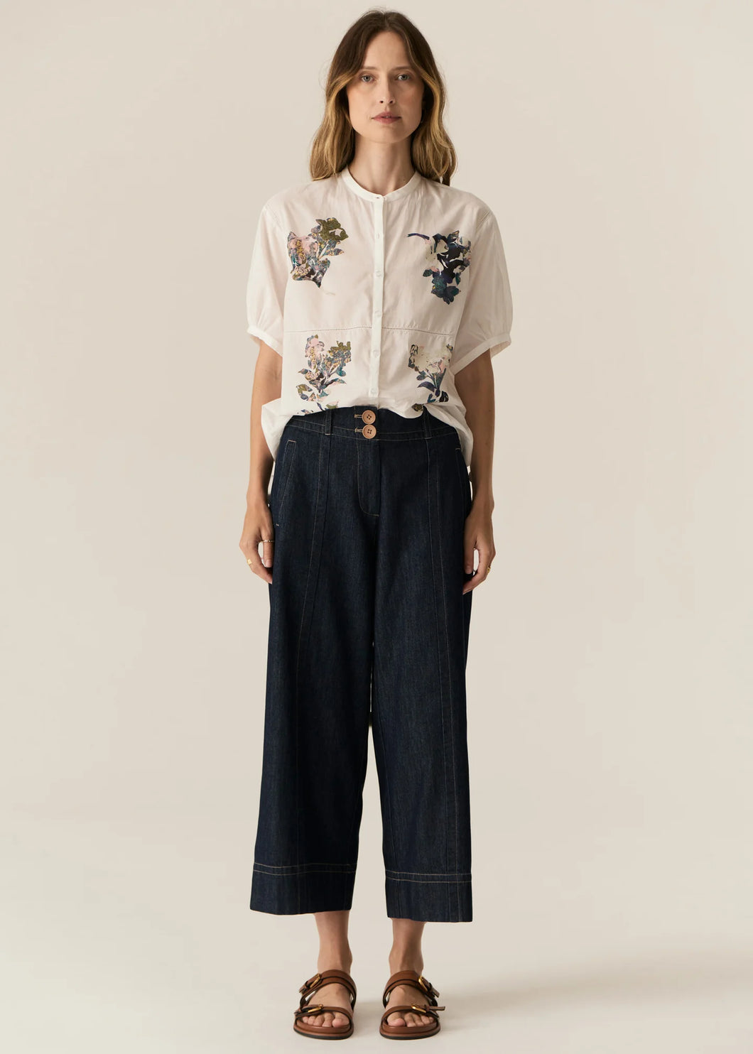 Carsen Crop Pant in Dark Denim by POL