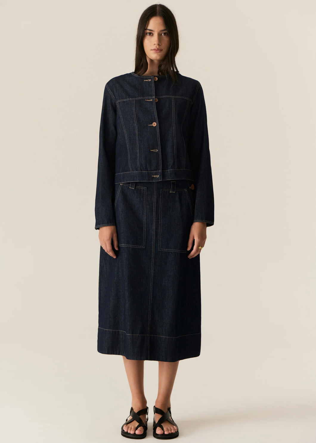 Carsen Skirt in Dark Denim by POL