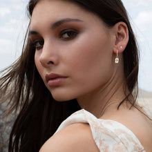 Load image into Gallery viewer, Rectangle Earrings with White Topaz in Gold by Murkani
