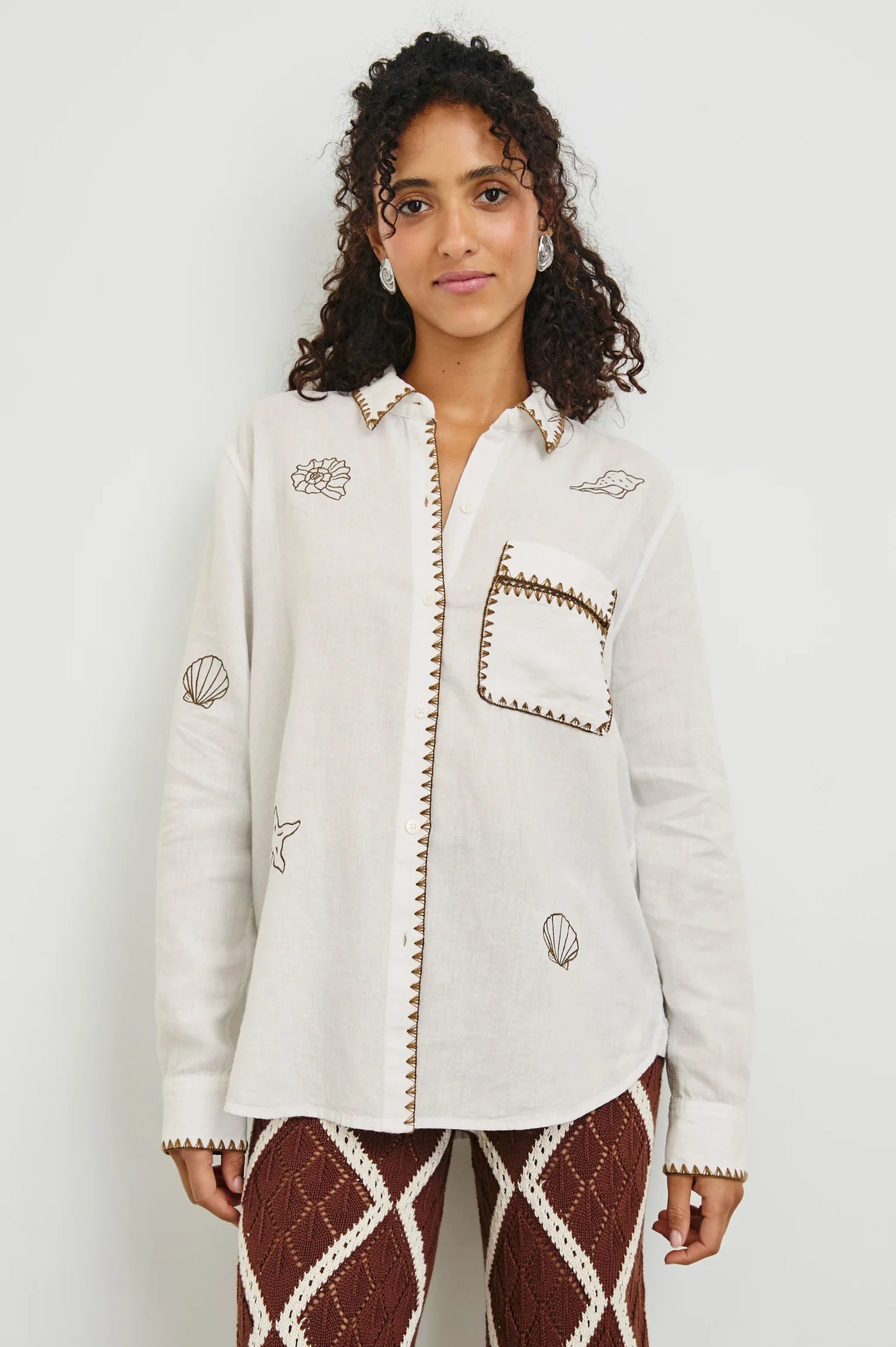 Saya Shirt in White Marine by Rails