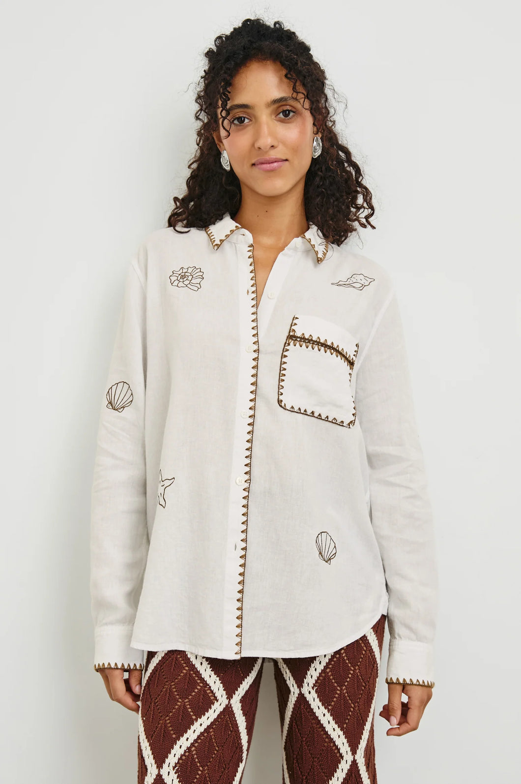 Saya Shirt in White Marine by Rails