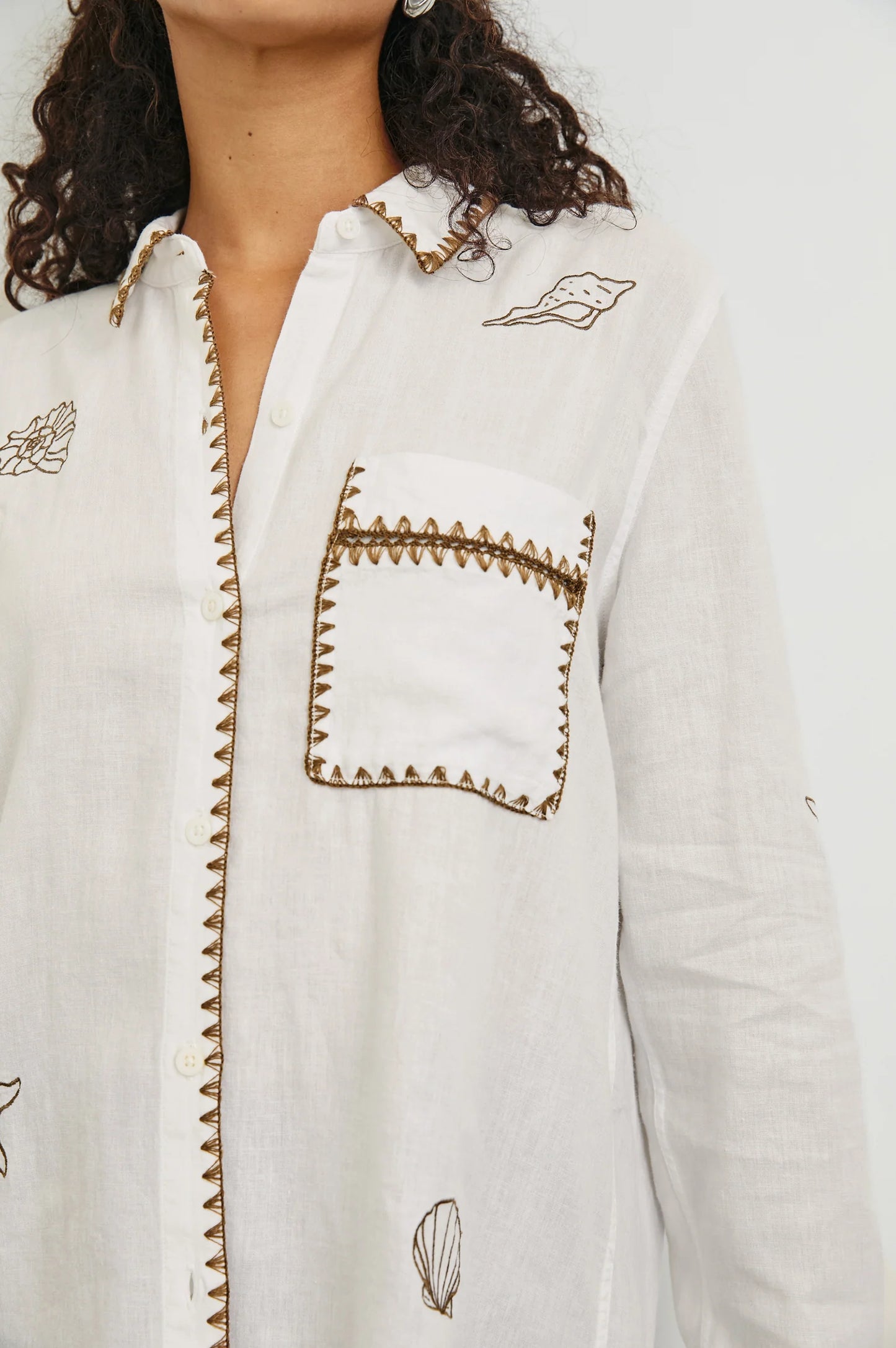 Saya Shirt in White Marine by Rails