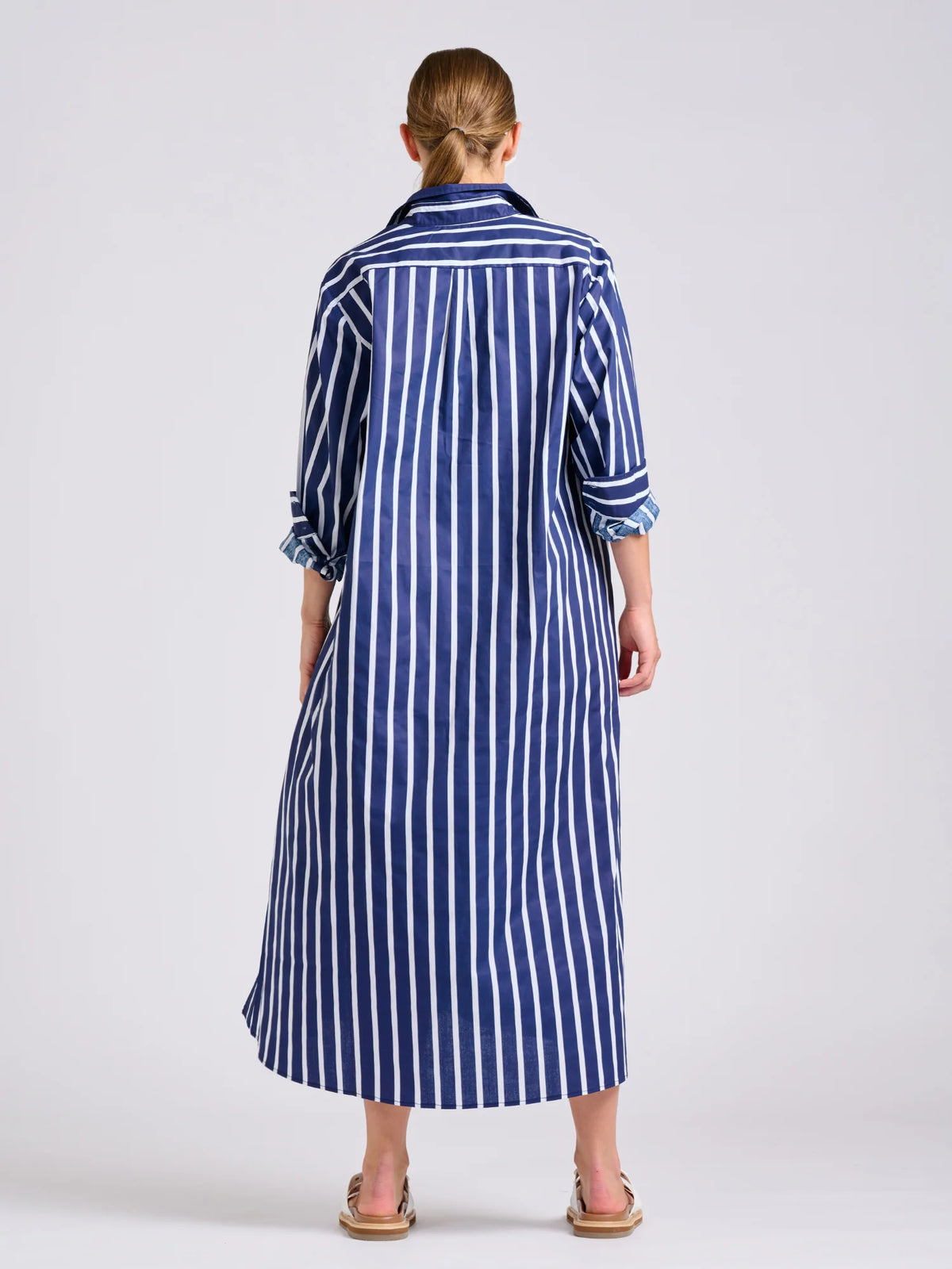 Luna Oversized Shirt Dress in Navy Thick Stripe by Shirty