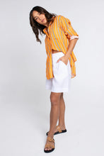 Load image into Gallery viewer, The Boyfriend Linen Shirt in Orange/Black Stripe by Hut
