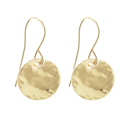 Hammered Disc Earring in Gold by Misuzi