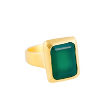 Load image into Gallery viewer, Green Agate Deco Cocktail Ring by Fairley
