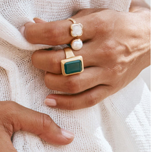 Load image into Gallery viewer, Green Agate Deco Cocktail Ring by Fairley
