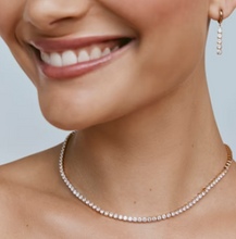 Load image into Gallery viewer, Tennis Chain Hoops in Gold by Fairley
