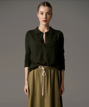 Load image into Gallery viewer, Bennet Lurex Polo Knit in Khaki by Pol
