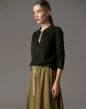 Load image into Gallery viewer, Bennet Lurex Polo Knit in Khaki by Pol
