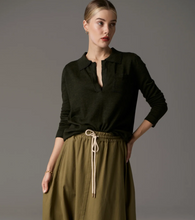 Load image into Gallery viewer, Bennet Lurex Polo Knit in Khaki by Pol

