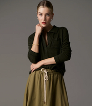 Load image into Gallery viewer, Bennet Lurex Polo Knit in Khaki by Pol
