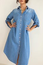 Load image into Gallery viewer, Denim Shirtdress in Mid Blue by HUT
