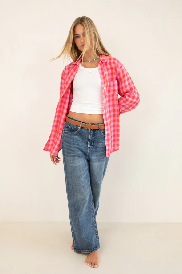 Check Me Out  Boyfriend Linen Shirt by HUT