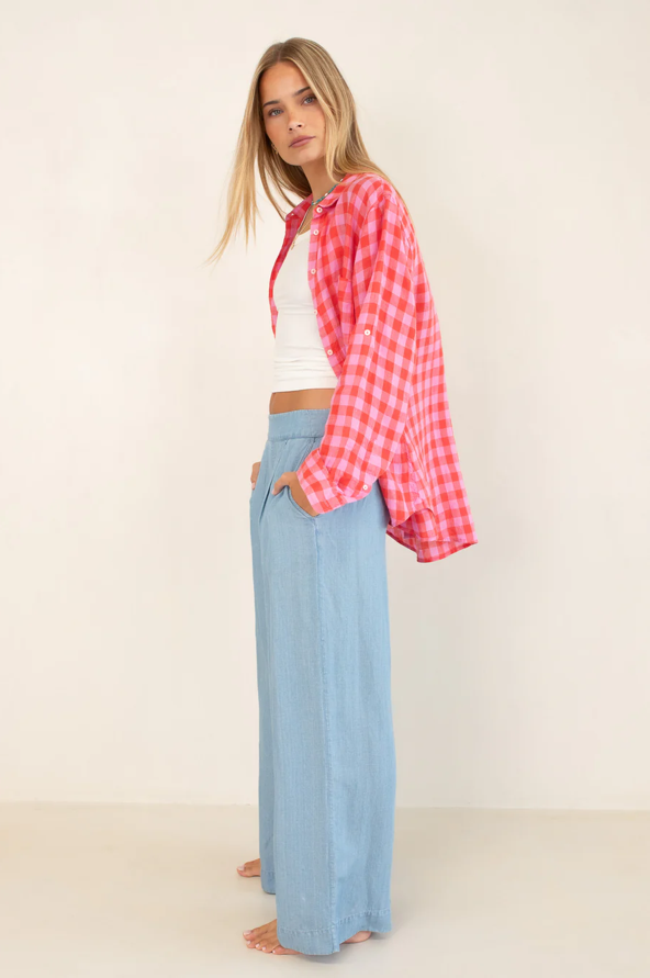 Check Me Out  Boyfriend Linen Shirt by HUT