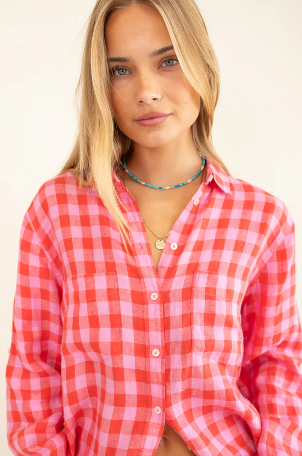 Check Me Out  Boyfriend Linen Shirt by HUT