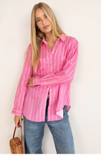 Load image into Gallery viewer, Boyfriend Shirt in Pink Peppermint Stripe by HUT
