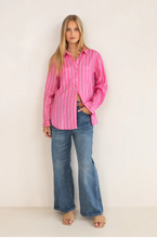 Load image into Gallery viewer, Boyfriend Shirt in Pink Peppermint Stripe by HUT
