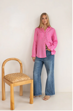Load image into Gallery viewer, Boyfriend Shirt in Pink Peppermint Stripe by HUT
