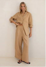 Load image into Gallery viewer, Tan Boyfriend Linen Shirt by HUT
