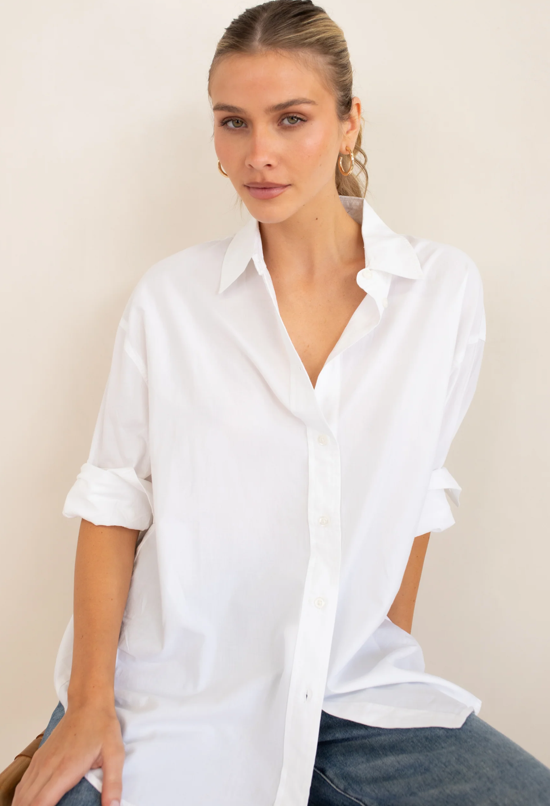 The Cotton Oversized Shirt in White by HUT