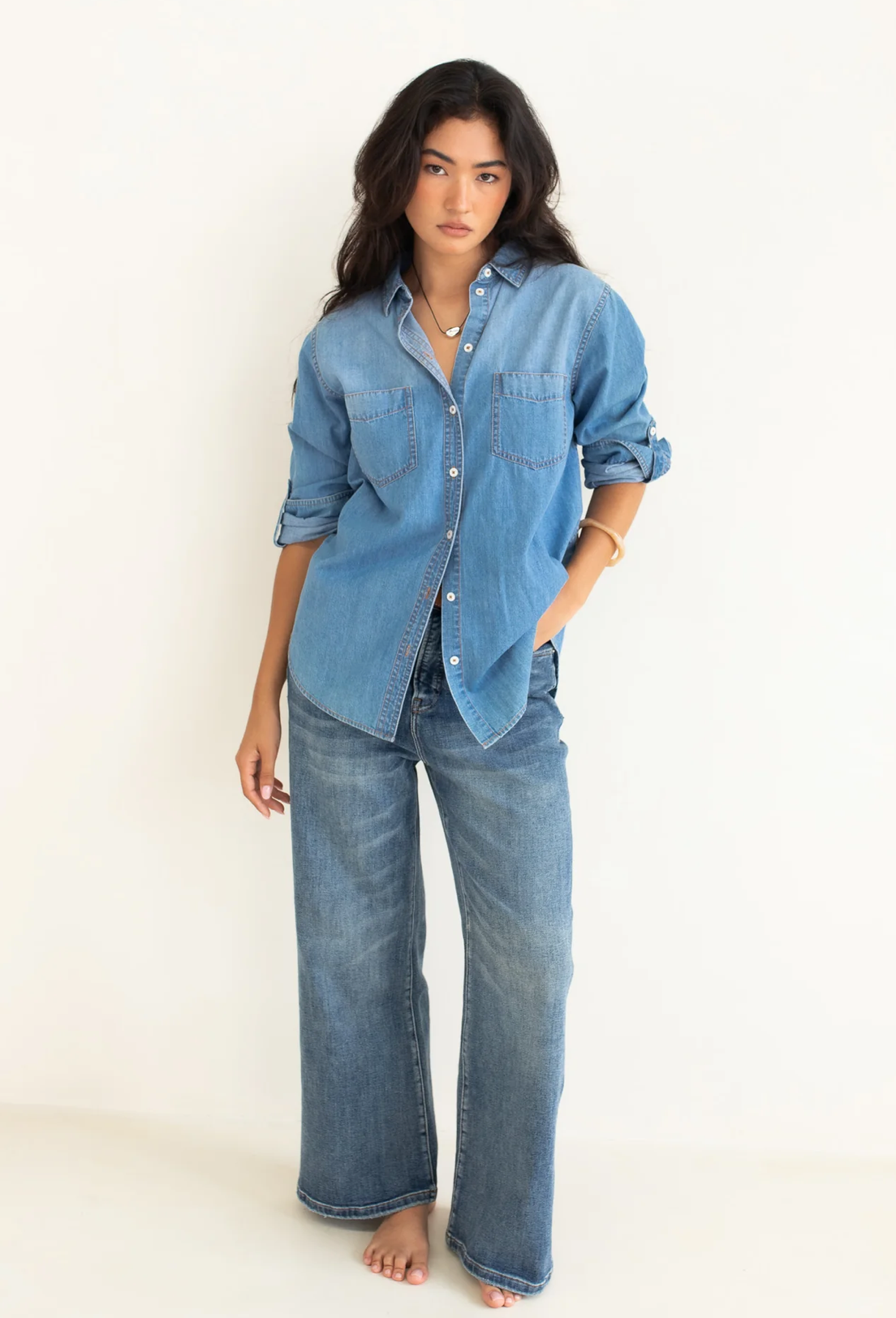 Denim Mid Wash Shirt by HUT
