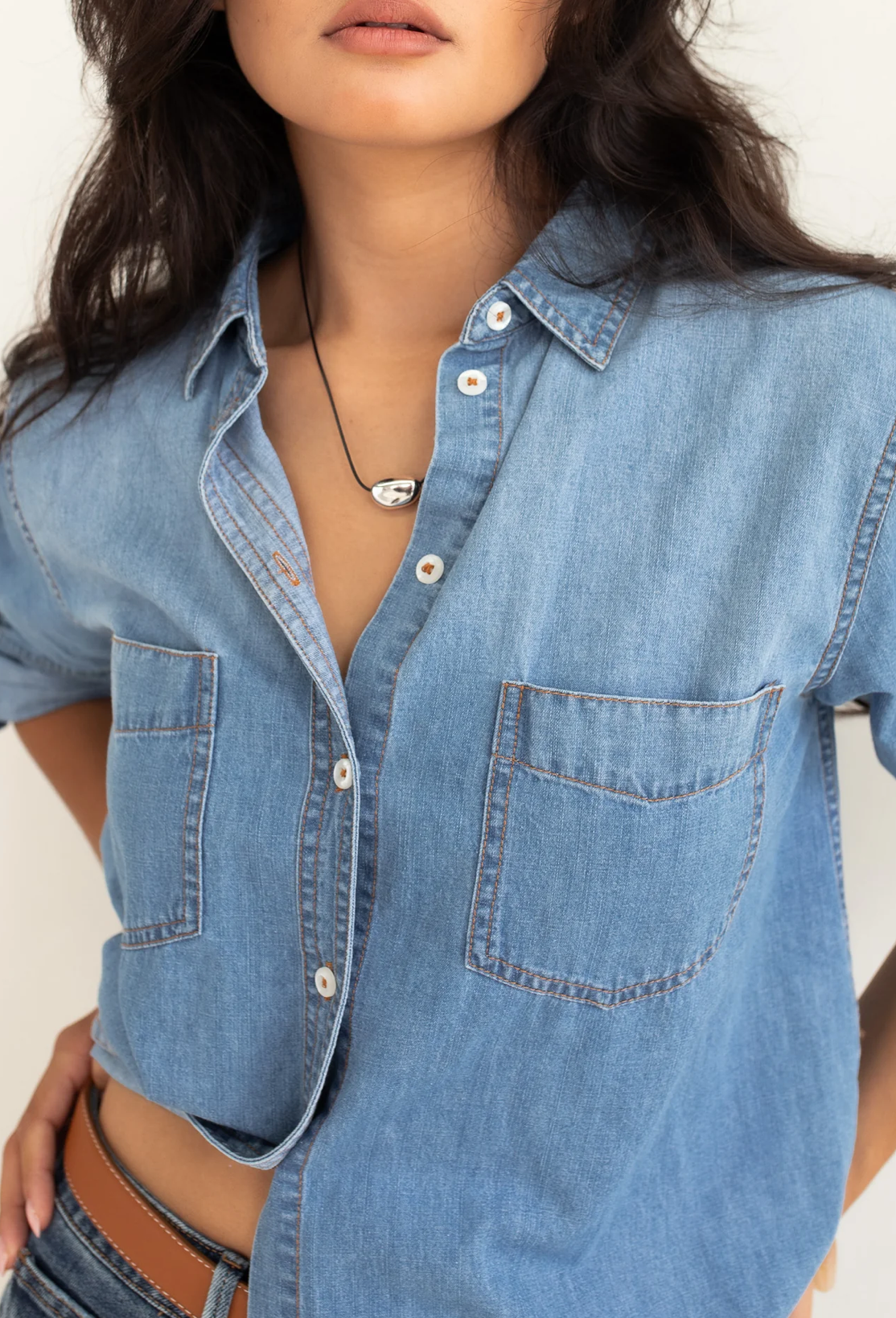 Denim Mid Wash Shirt by HUT