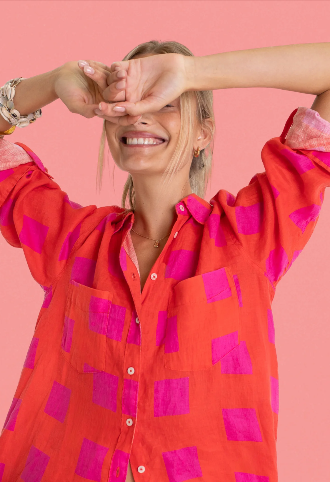 The Boyfriend Linen Shirt in Tequila Sunrise by HUT