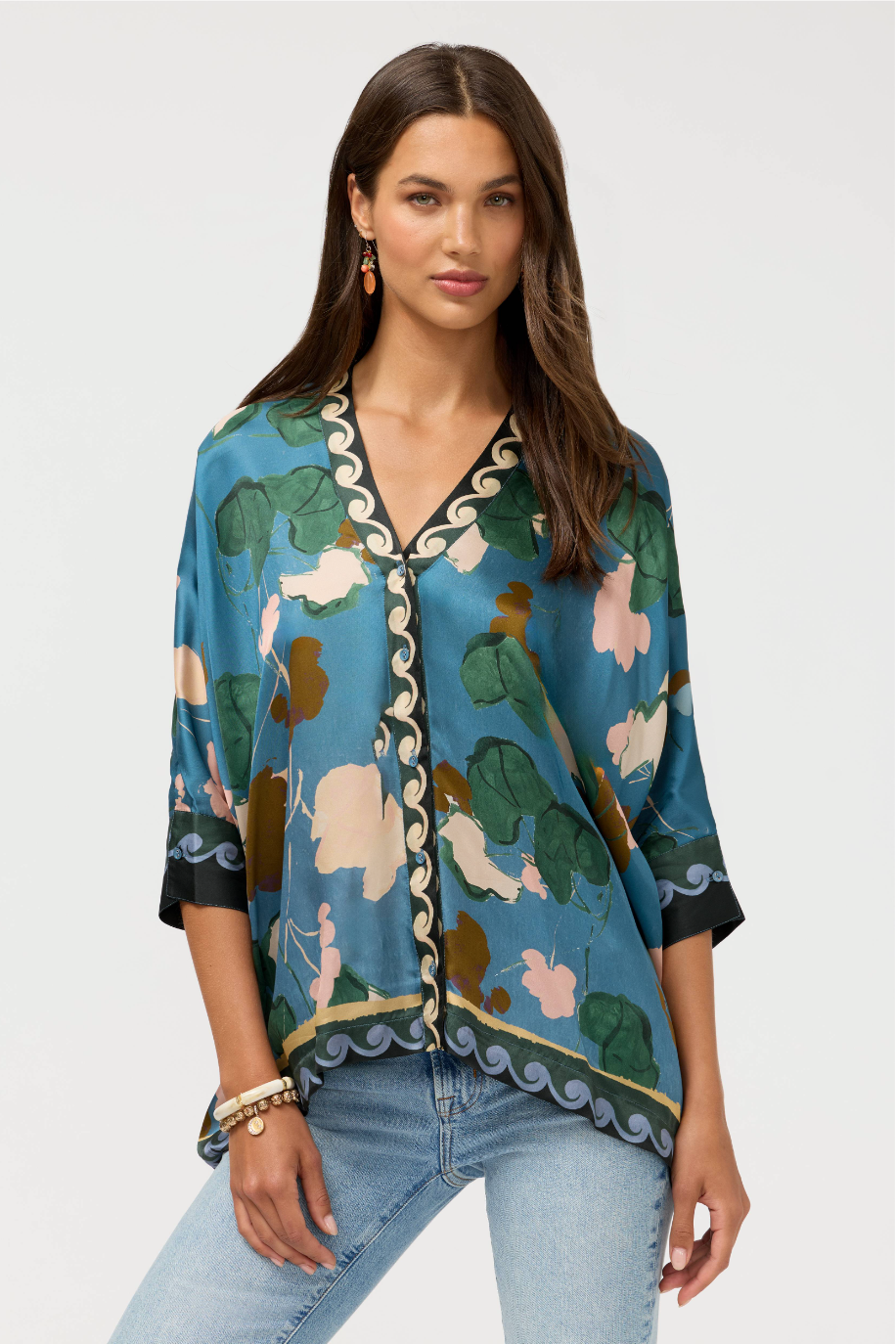 Fatima Blouse in Descanso Scarf by Johnny Was