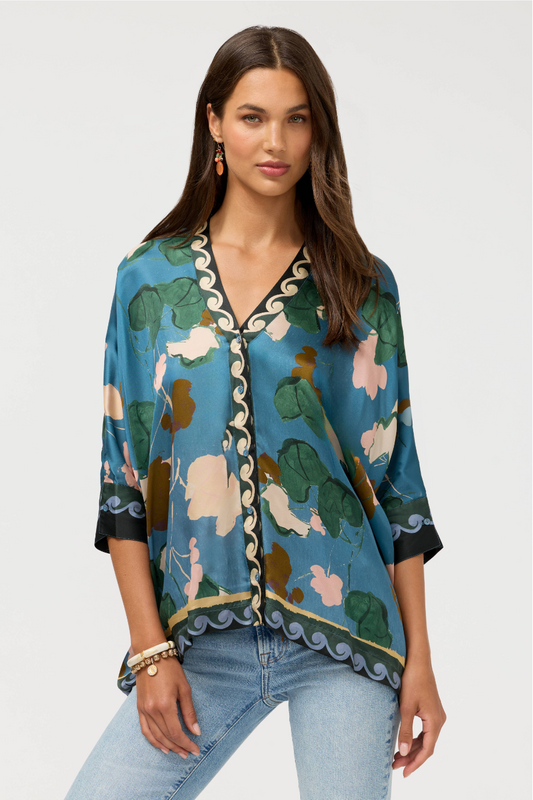 Fatima Blouse in Descanso Scarf by Johnny Was