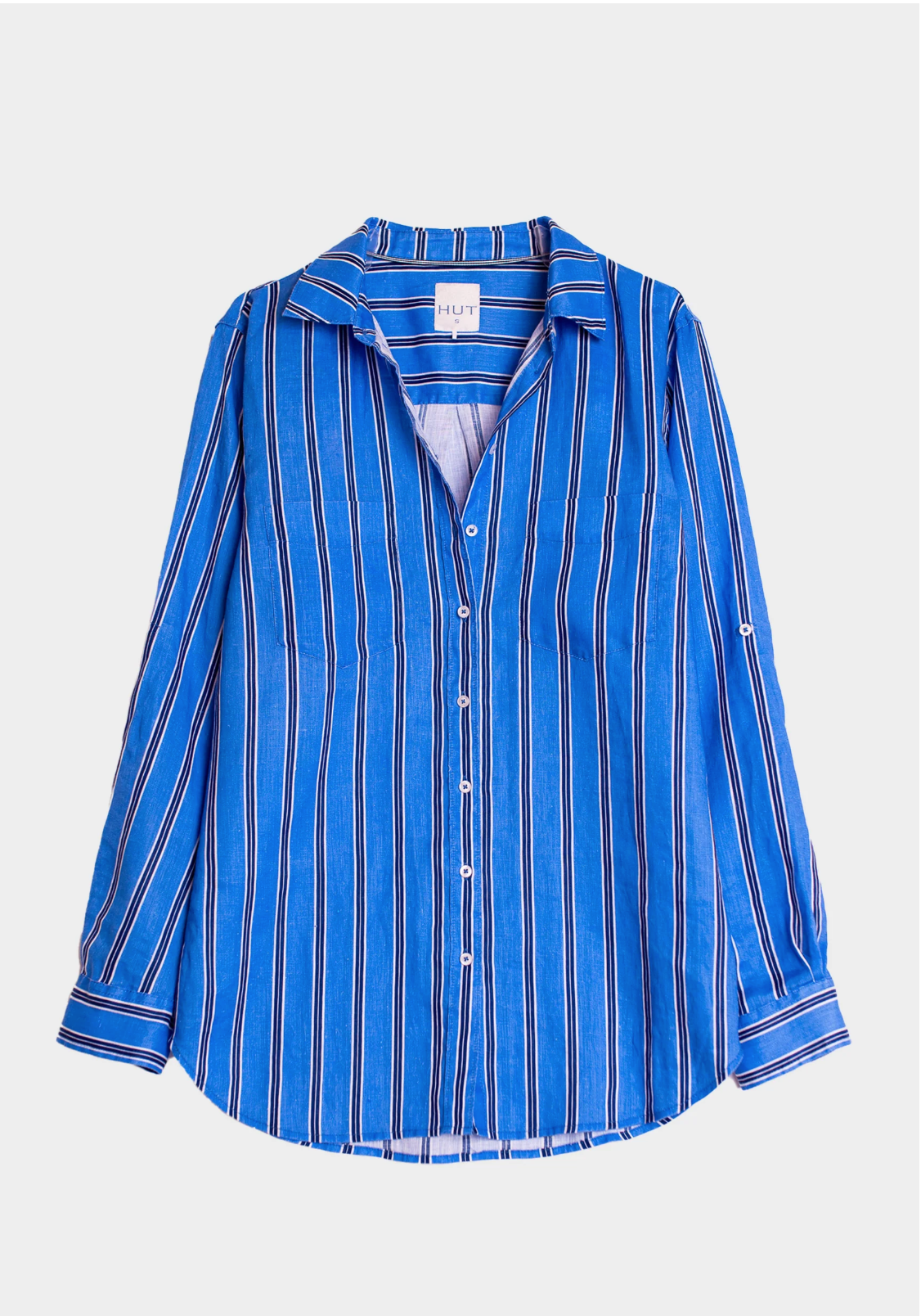 The Boyfriend Linen Shirt in Cafe Bleu by HUT