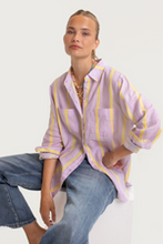 Load image into Gallery viewer, Sunshine Mauve Stripe Boyfriend Linen Shirt by HUT
