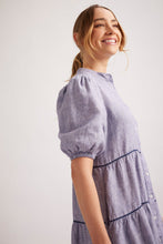 Load image into Gallery viewer, Marcella Dress in Navy Houndstooth Linen by Alessandra
